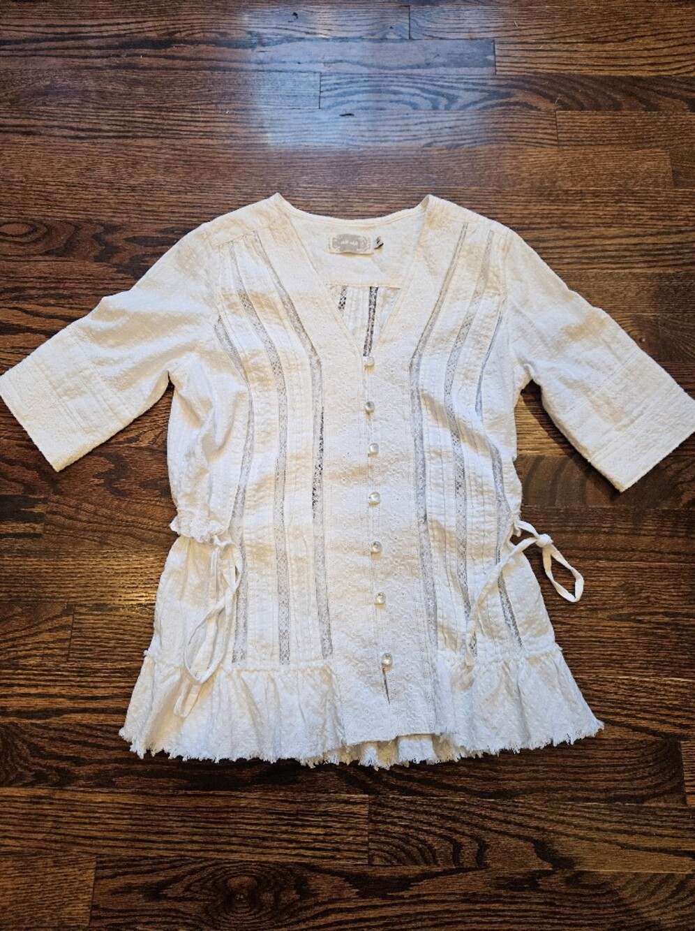 Mür Mür vintage-style white lace panel peasant blouse In Small